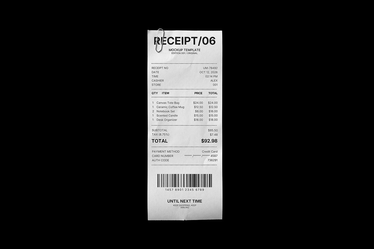6-in-1 Branding Receipt Mockup Kit, a Pens & Pencil Mockup by Prapti Design (Photo 7 of 7)