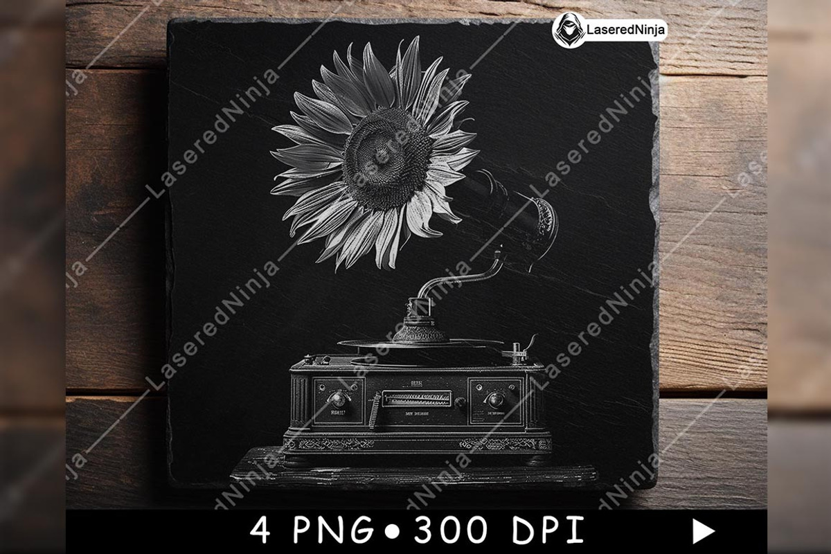 Vintage Gramophone Sunflower Retro, a Background Graphic by LaseredNinja (Photo 7 of 7)