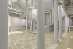 3Dmodel Grand Hall Lobby Staircase 2