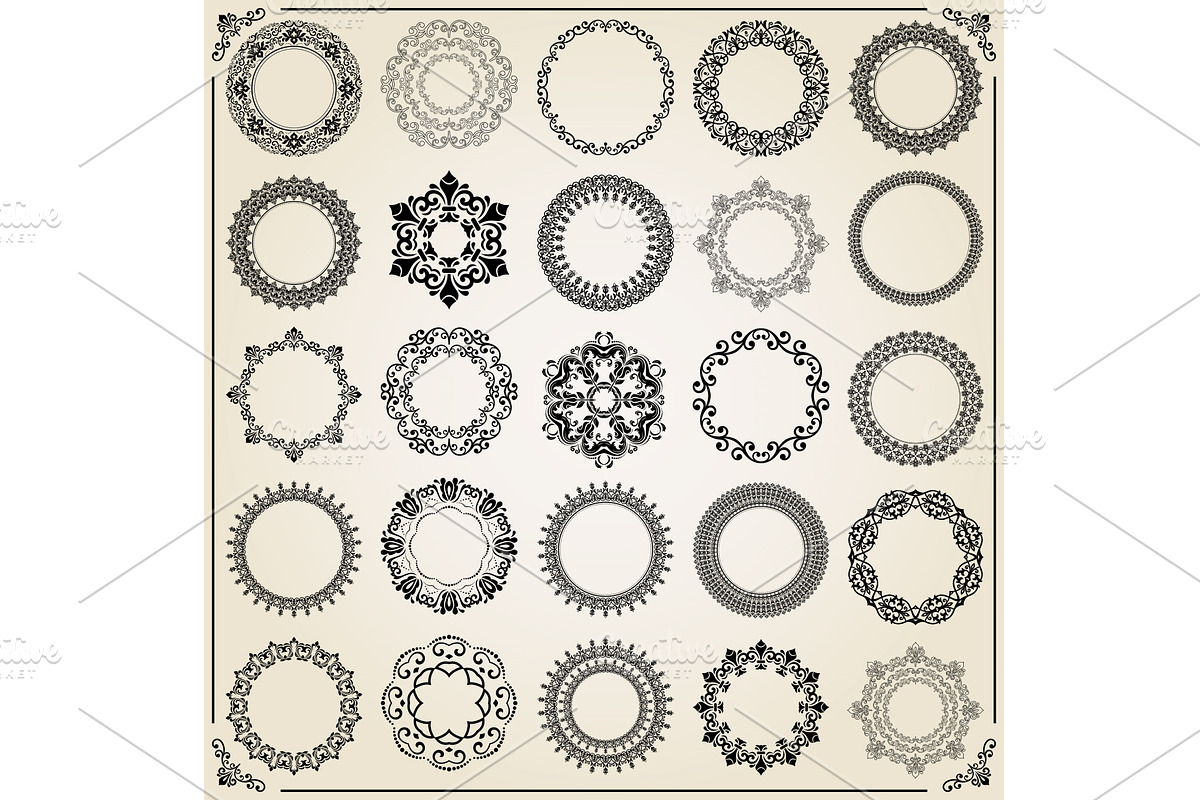 Vintage Big Set of Round Vector, a Decorative Illustration by FineArtStudio (Photo 1 of 3)
