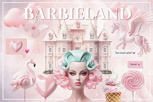 BARBIELAND Pink Graphic Collage Pack