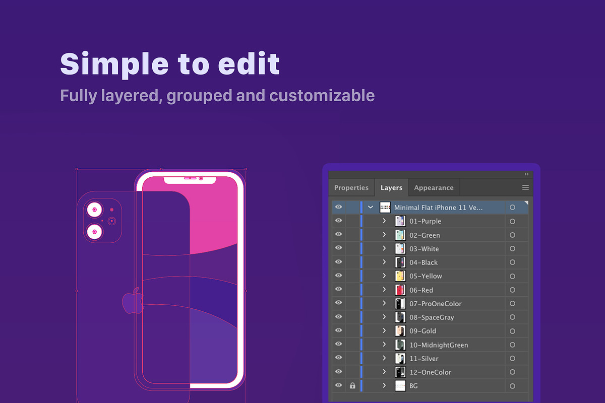 Minimal Flat iPhone 11 Vector Set, an Illustration by 80.design (Photo 5 of 6)