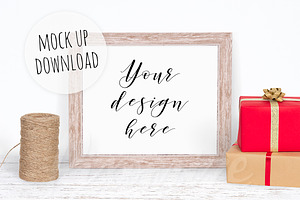 Rustic Christmas Frame Mockup Photo