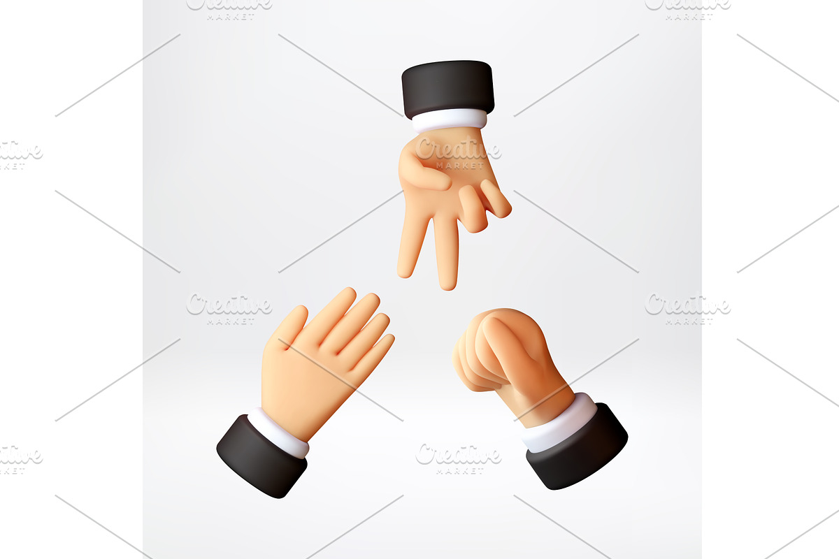 3D Human hand gestures of rock paper, an Object Illustration by Abscent