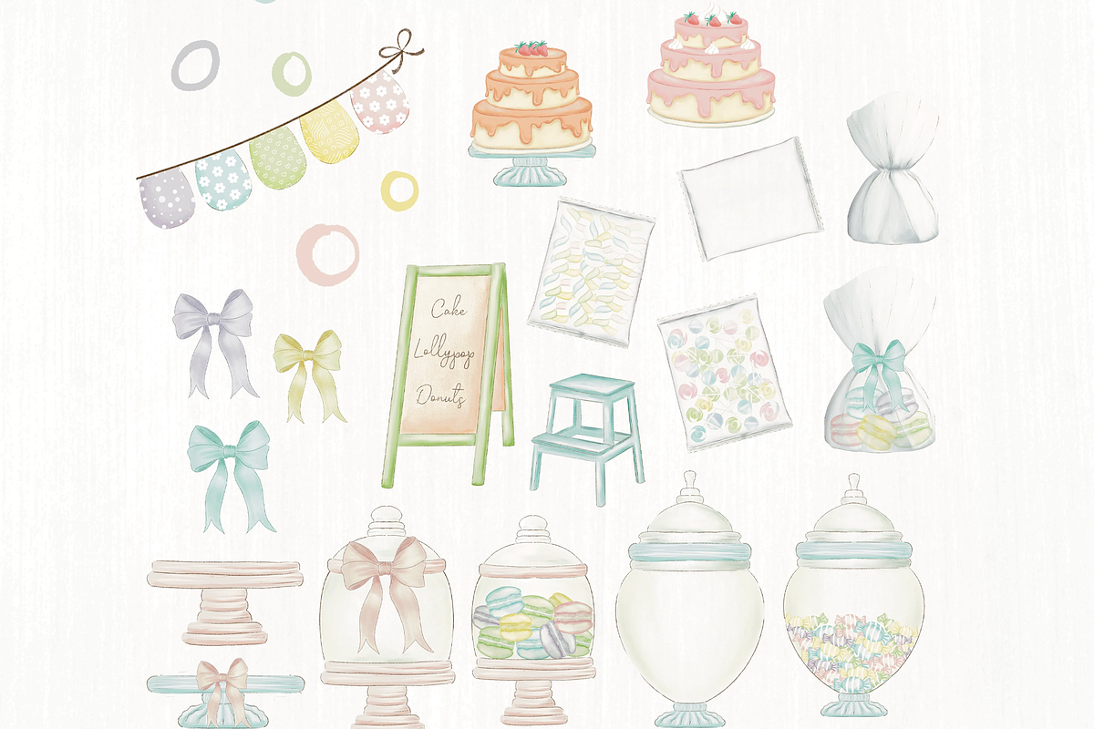 Sweets, Pastel Candy watercolor, an Object Illustration by Lolytop Studio (Photo 3 of 9)