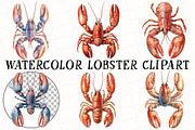 Watercolor Lobster Clipart, an Illustration by OK Design (Thumbnail 2 of 6)