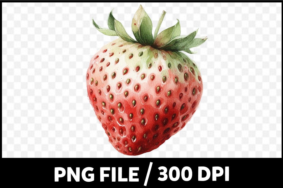 Watercolor Strawberry Clipart PNG, an Illustration by Designking (Photo 3 of 4)