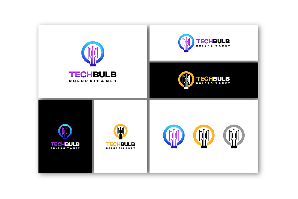 Set of Modern Tech Bulb logo designs, a Branding & Logo Template by Lucky Creative (Photo 2 of 5)