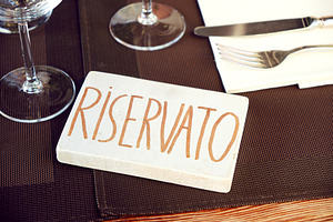 Reserved sign in Italian restaurant, a Food & Drink Photo by BOOCYS