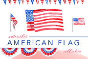 American Flag Watercolor Collection, an Illustration by One and Only Paper (Thumbnail 1 of 7)