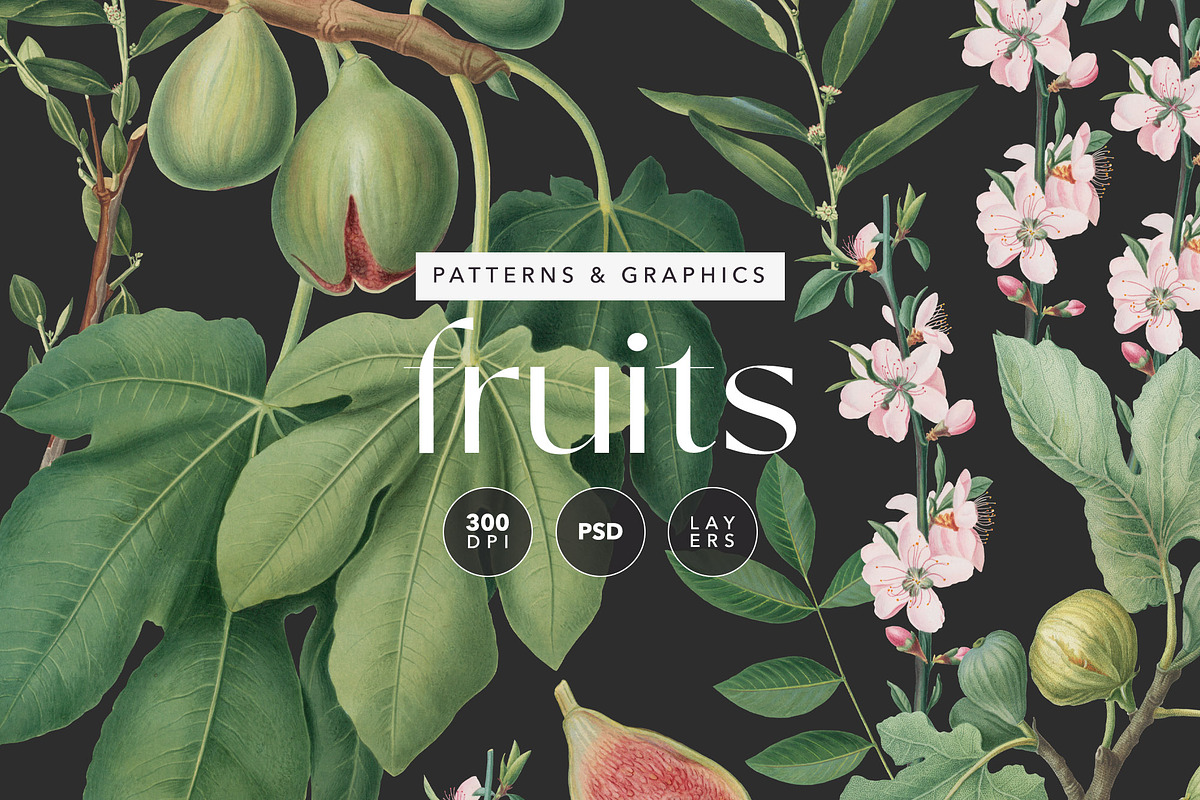 Botanical Floral and Fruits Pattern, a Pattern Graphic by likorbut (Photo 1 of 9)