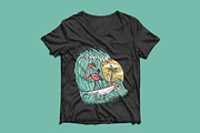 cute flamingo surfing the sea, an Animal Illustration by gunaonedesign (Thumbnail 4 of 6)