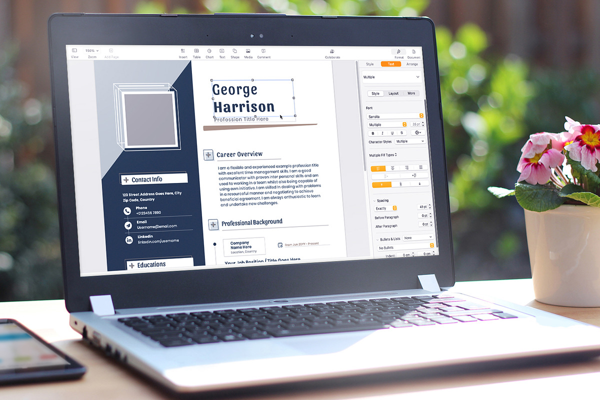 Resume Cv Template Word Apple Pages, a Resume Template by Tbunny (Photo 7 of 7)