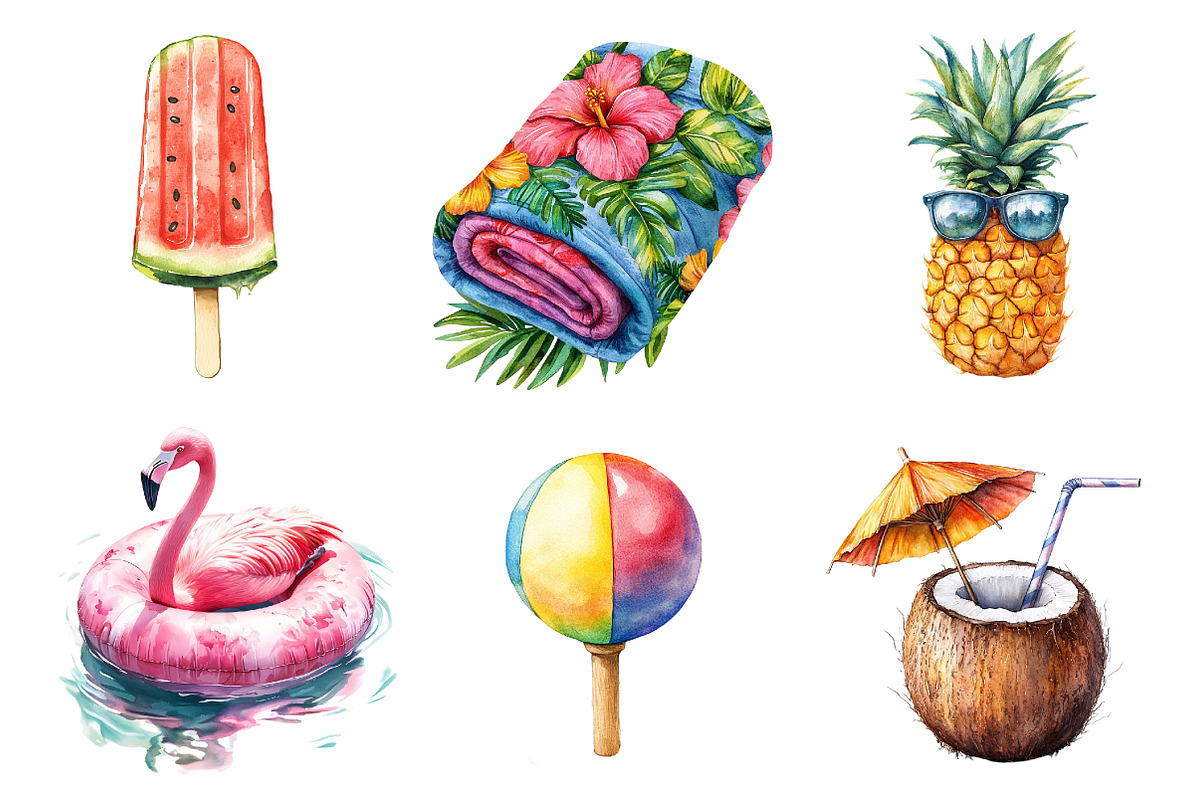Summer Pool Day Clipart, an Illustration by CreationArt (Photo 3 of 5)