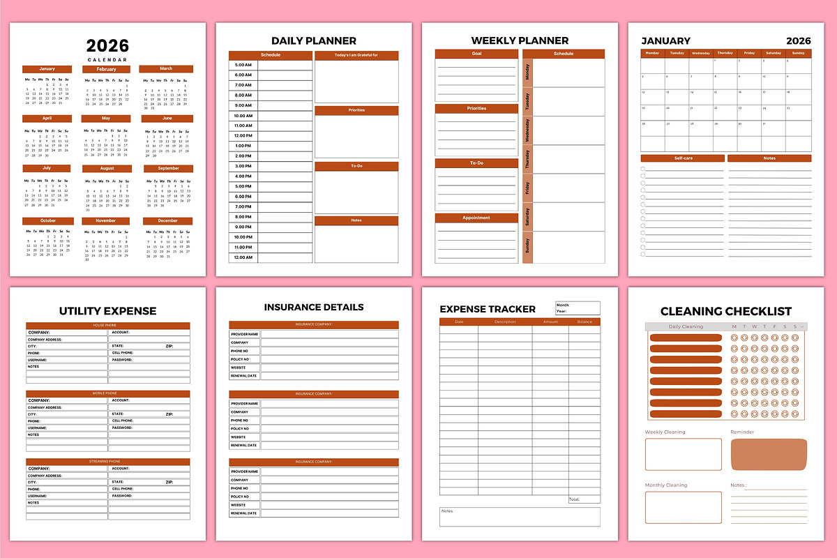 2026 Home Care&Maintenance Organizer, a Stationery Template by Shumaya (Photo 6 of 6)