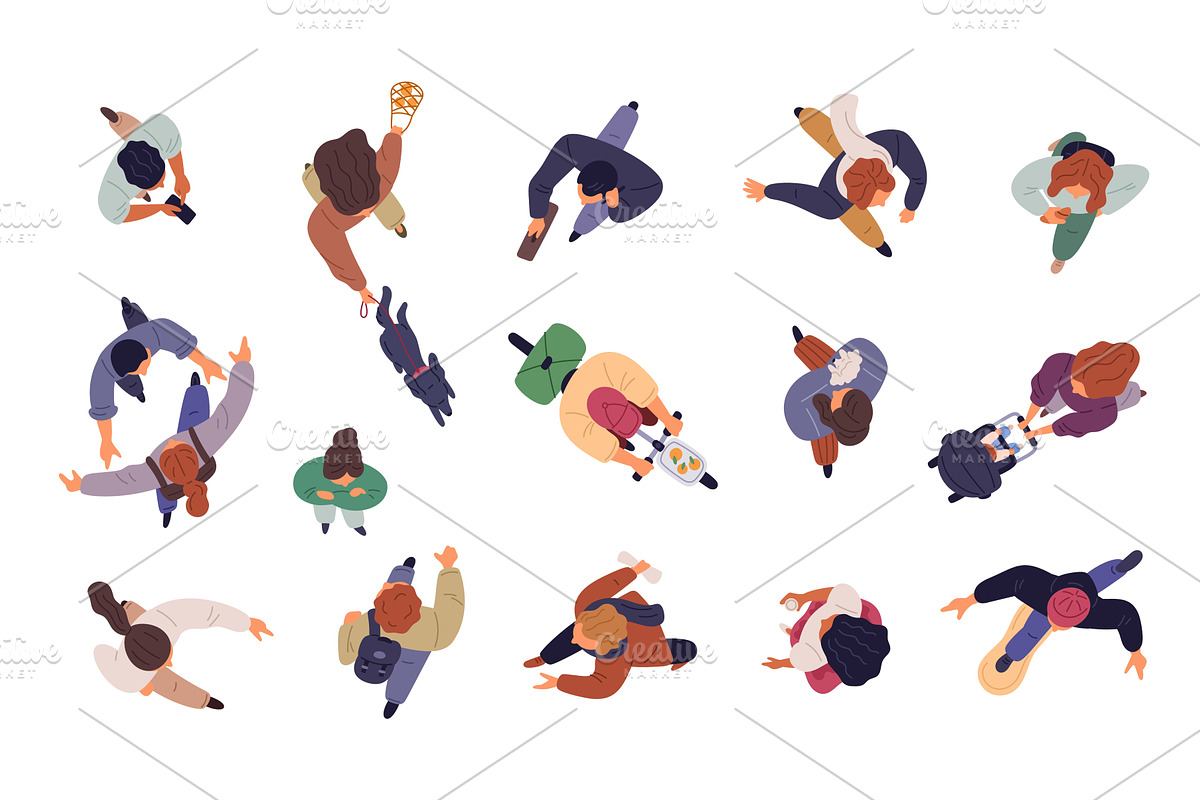 Walking people. Top view different, a Person Illustration by Vectorbuum