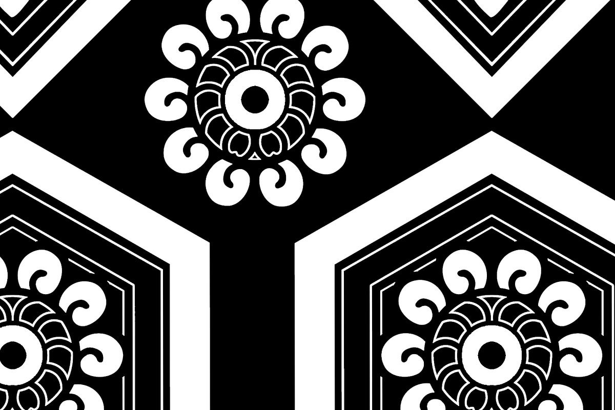 Mosaic Black and White Floral Geomet, a Pattern Graphic by Sharon Schwalbe (Photo 1 of 2)