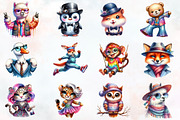 Funky Dressed-Up Animals Clipart, an Illustration by RobertsArt (Thumbnail 3 of 7)