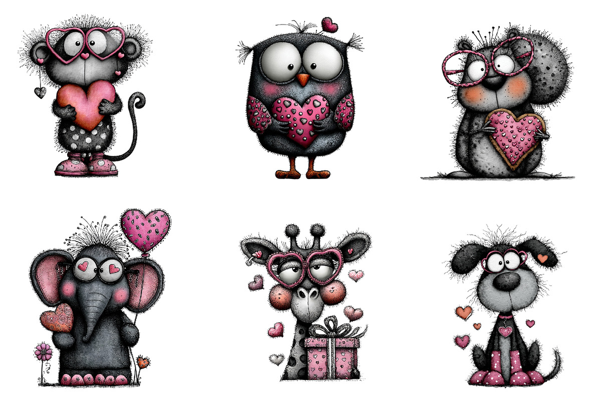 Valentine Animals Clipart, an Illustration by CreationArt (Photo 4 of 6)