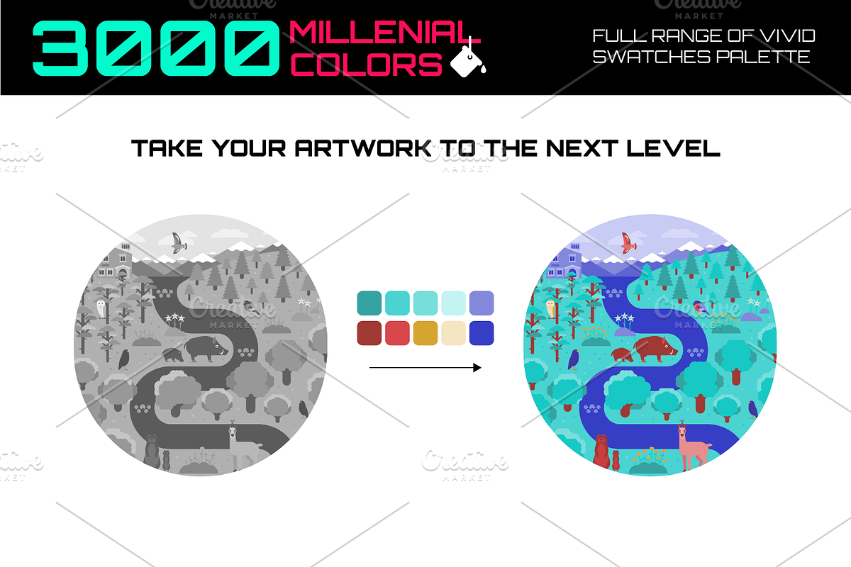 3000 millenial color swatches set, a Palette Add-On by ToonPlanet Vector Assets (Photo 6 of 9)