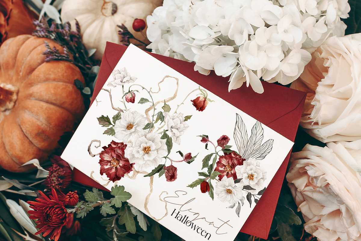 Watercolor Clipart-ELEGANT HALLOWEEN, a Decorative Illustration by Beigetime (Photo 7 of 10)