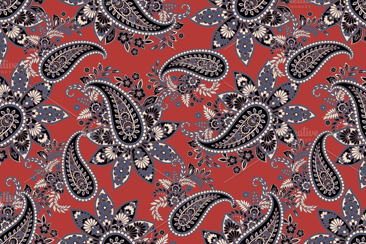 Paisley seamless fabric patterns, a Pattern Graphic by antalogiya (Photo 2 of 6)