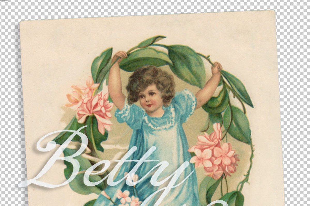 vtg greetings, flower doll 2, an Illustration by Betty Nane
