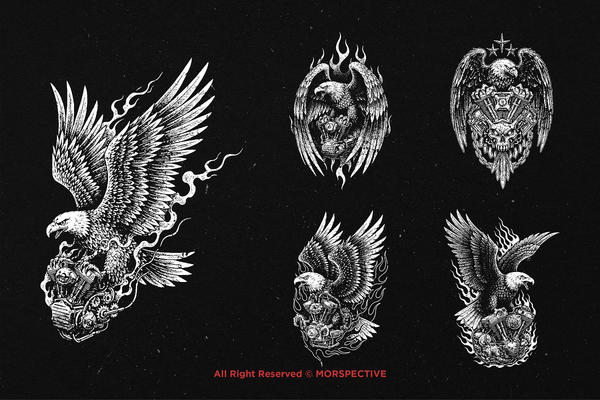 10 Bundle Dark Art Eagle Engine Bird, an Illustration by Morspective (Photo 3 of 7)