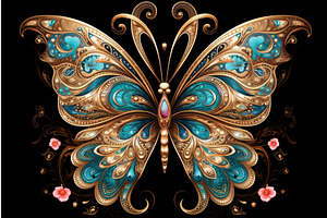 Gold Painted Butterfly Decor