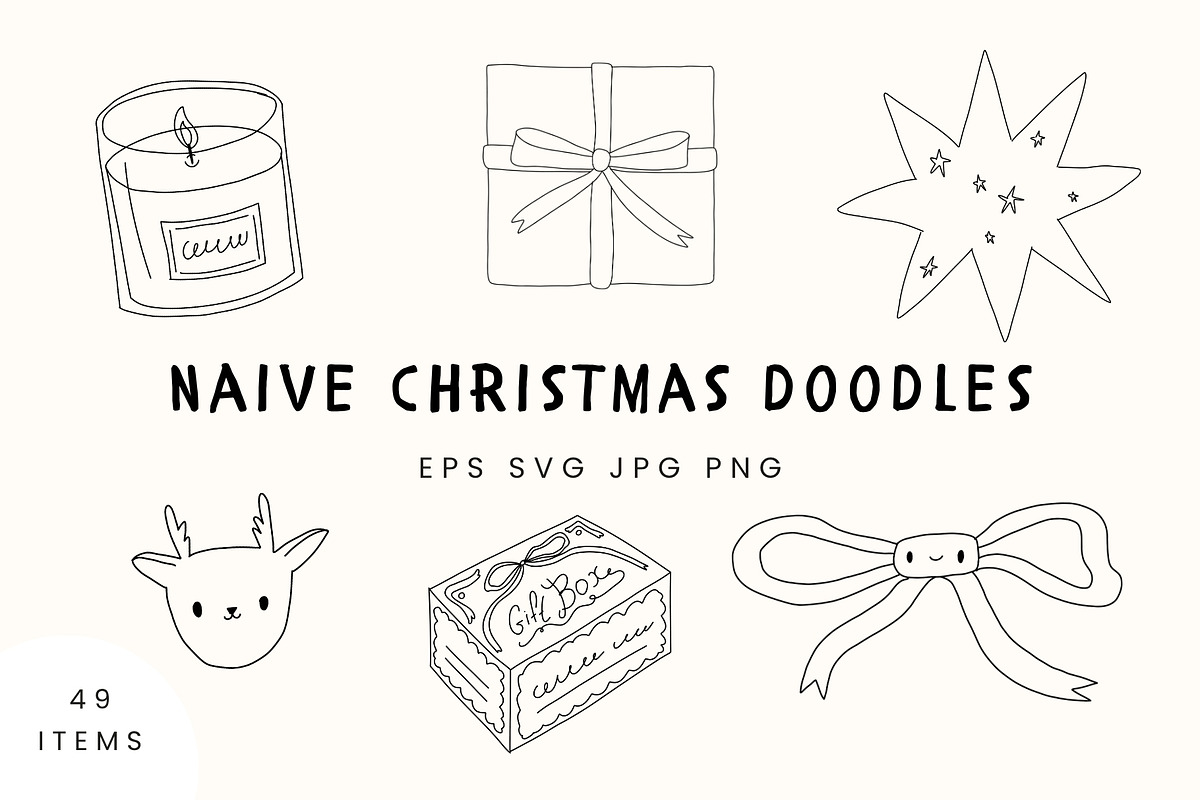 49 Hand Drawn Christmas Doodles, a Seasonal Illustration by Kristina Chistiakova (Photo 1 of 3)