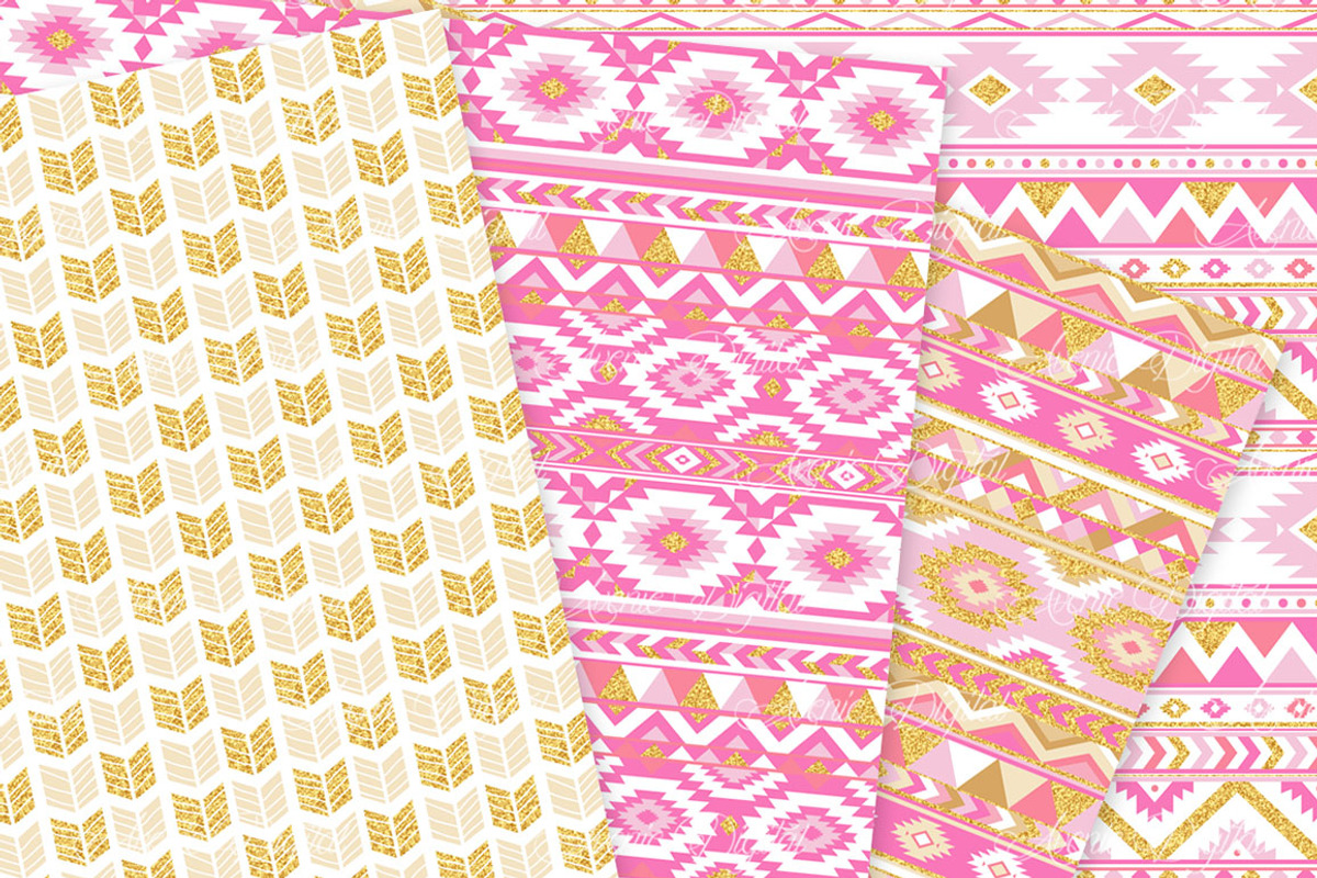 Pink & Gold Boho Seamless Patterns, a Pattern Graphic by Avenie Digital (Photo 4 of 4)