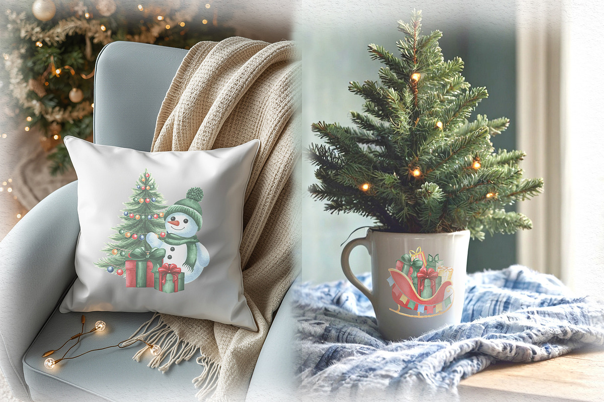 Winter Holidays watercolor clipart, an Illustration by susie-p-art (Photo 8 of 18)