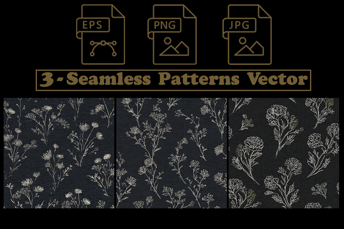 Dark Linen Minimal Floral Silhouette, a Pattern Graphic by one-touch (Photo 2 of 9)
