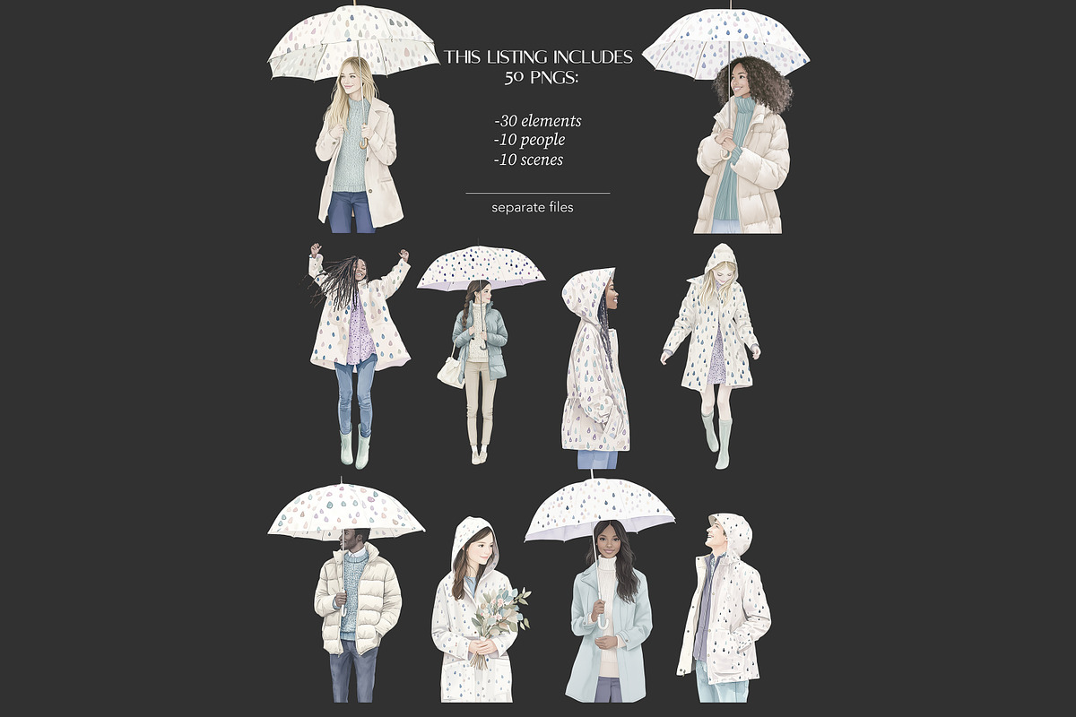 Rainy Day Clipart Autumn Fall Image, a Seasonal Illustration by GlamArtZhanna (Photo 7 of 8)