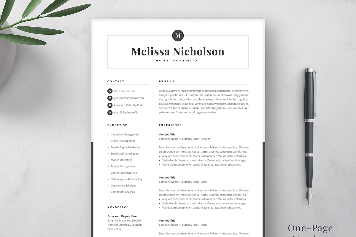 Resume Template Melissa, a Resume Template by Olympia Resume (Photo 1 of 5)