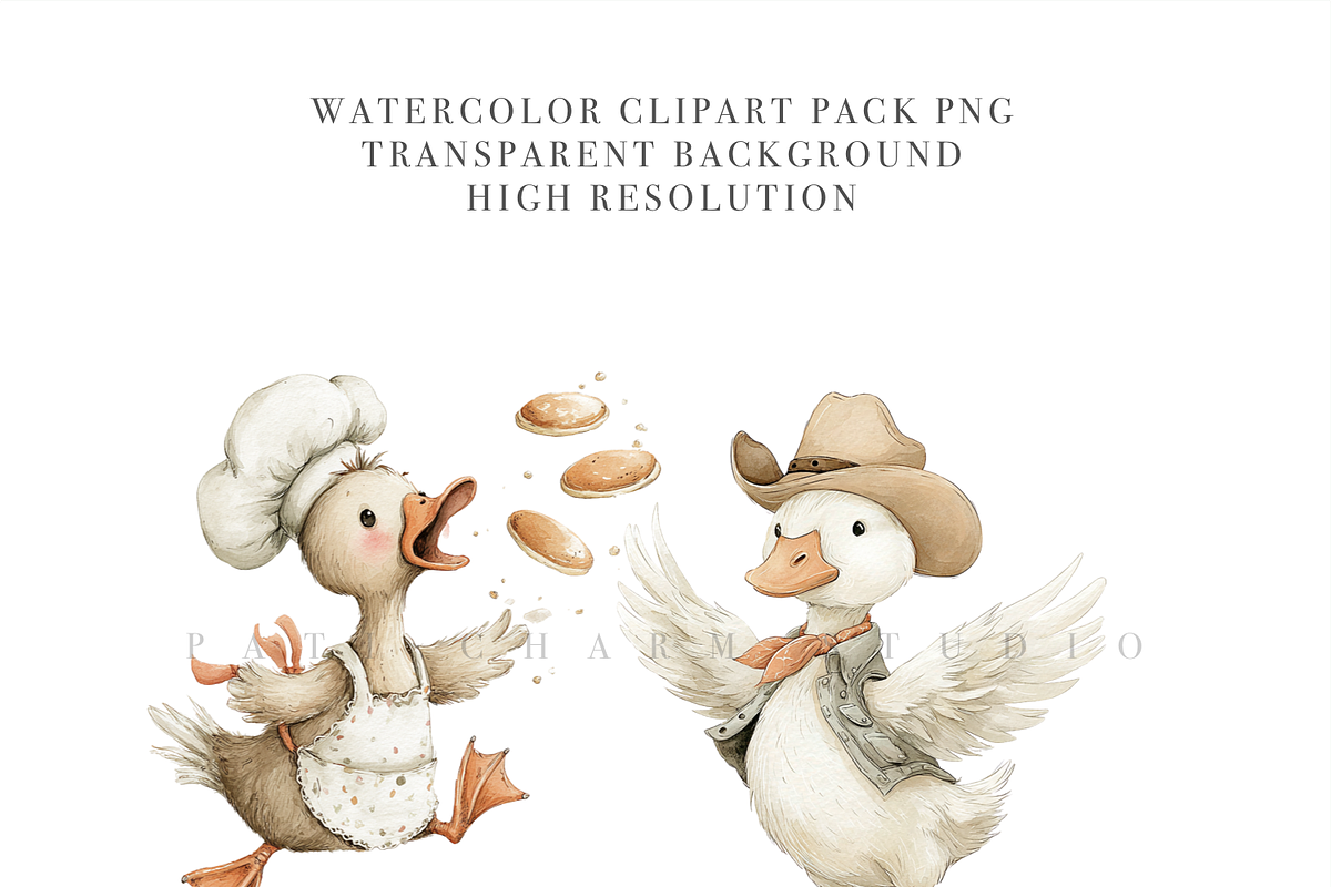 50 Silly Goose Clipart Set, an Animal Illustration by Pati Charm Studio (Photo 6 of 9)