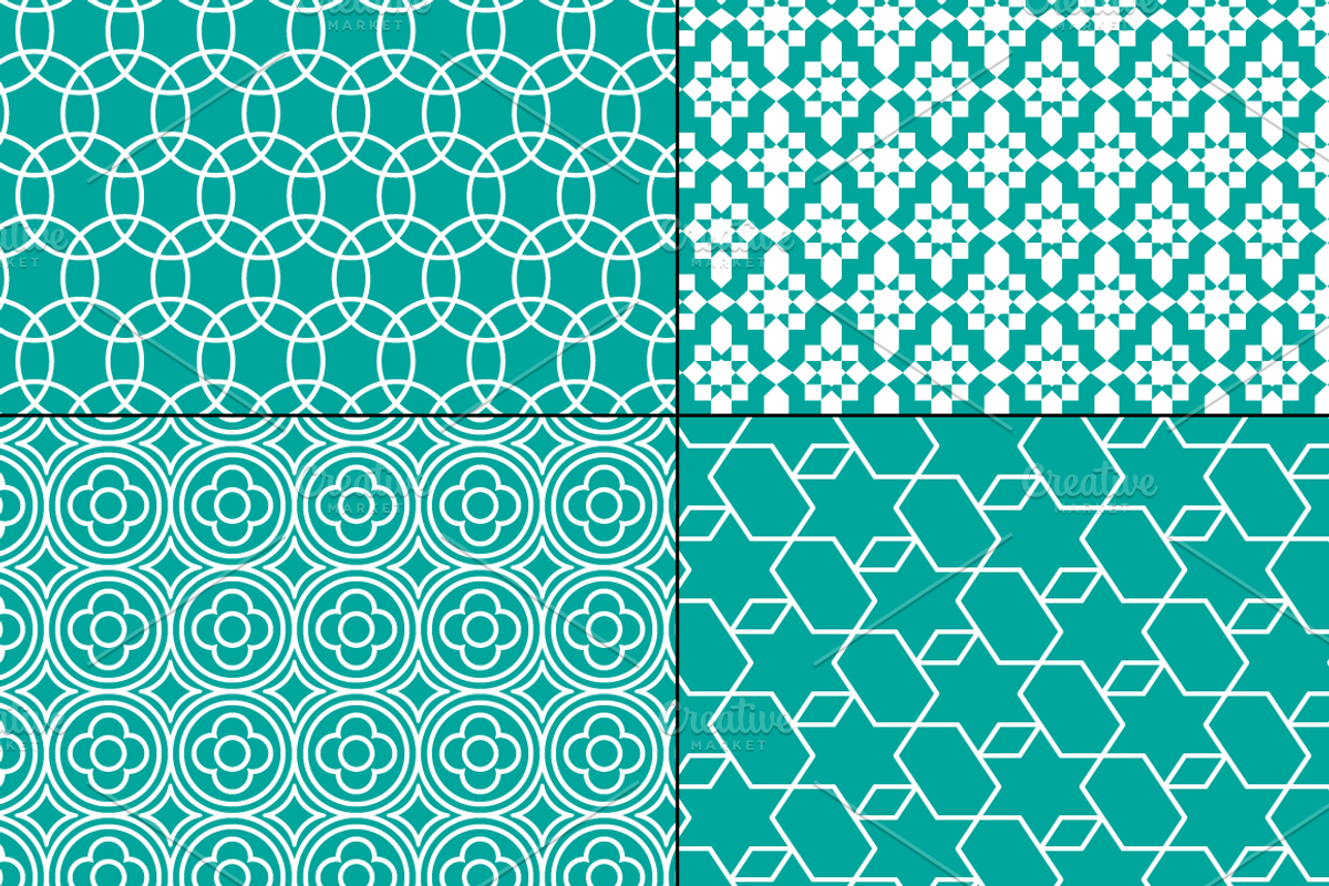 Seamless Blue Moroccan Patterns preview 4