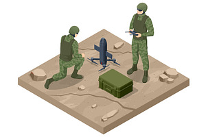 Isometric soldiers operating an, a Technology Illustration by Golden Sikorka