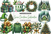 Green Christmas Sublimation Clipart, an Illustration by DreamArtGraphic (Thumbnail 1 of 5)