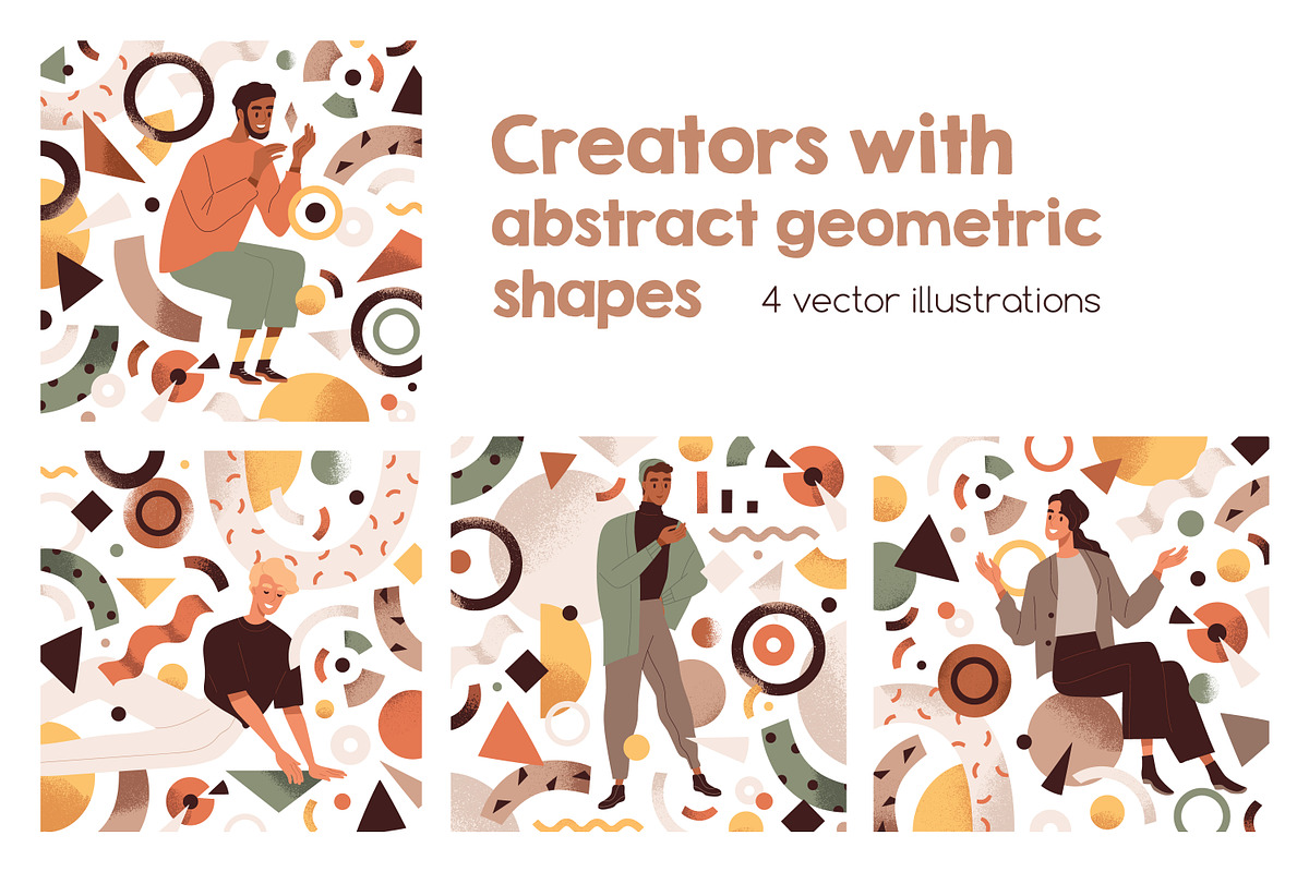 People with abstract shapes cards, a Person Illustration by Good Studio (Photo 1 of 4)