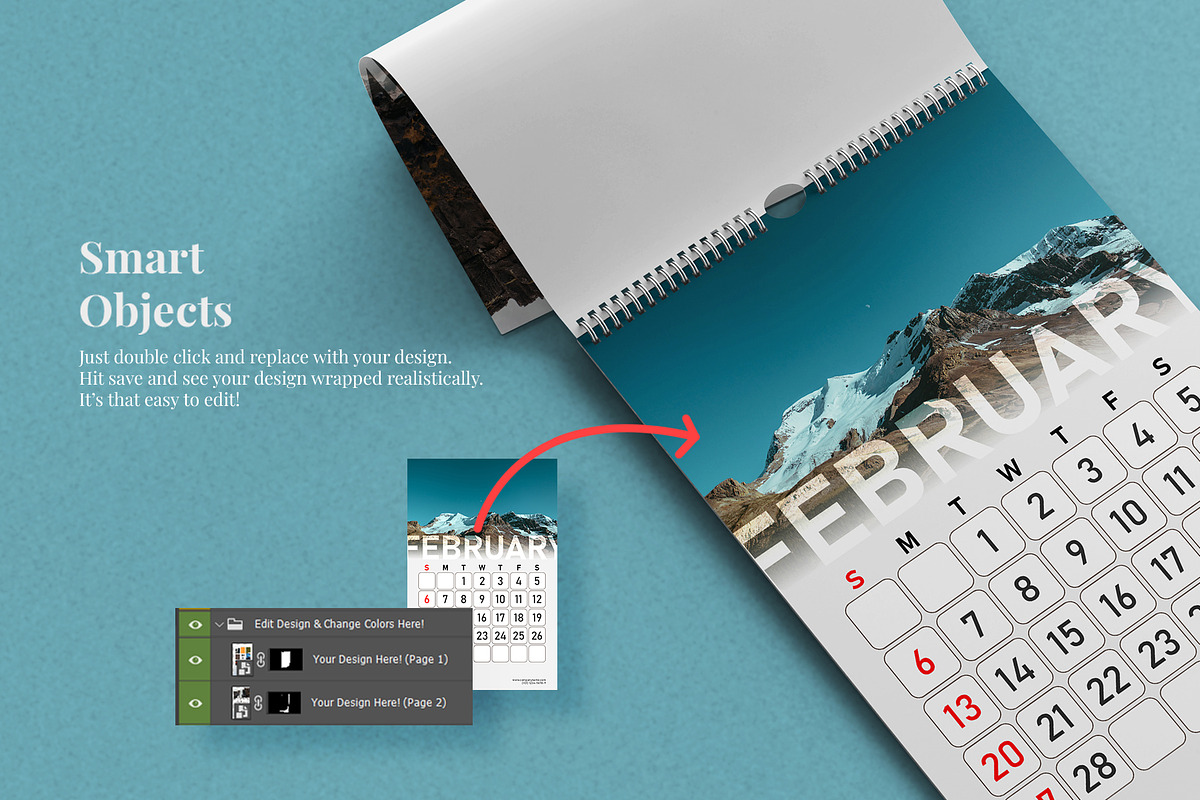 Wire Wall Calendar Mockup Set, a Mockup by Remnand Studio (Photo 3 of 11)