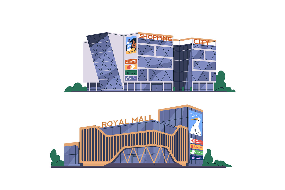 Shopping centers, malls, stores set, an Object Illustration by Good Studio (Photo 3 of 5)