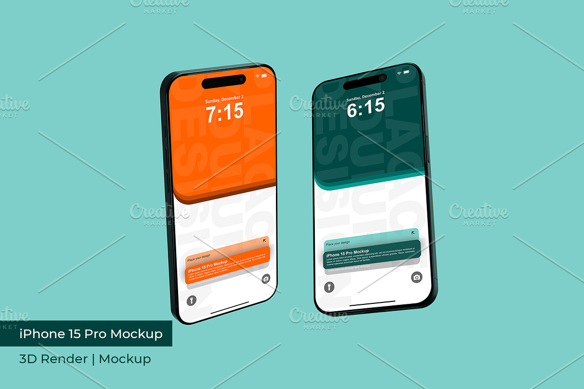 iPhone 15 Pro Mockup | 3D Rendering, an iPhone Mockup by mrfauzi (Photo 6 of 17)