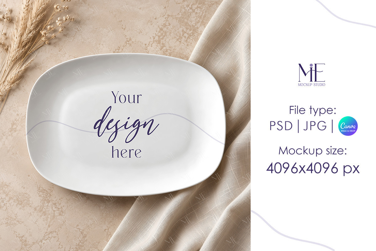 Deco Plate Oval Platter Mockup, a Merchandise Mockup by Mie Mockup Studio (Photo 3 of 8)