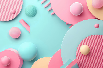 Bright pastel geometric shapes and s, a Photo by Tanuart