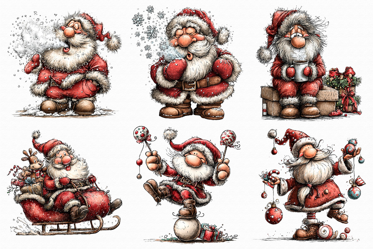 Funny Christmas Santa Clipart, an Illustration by Libby Wishes (Photo 7 of 9)