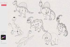 Dinosaur Stamp Children Coloring Art