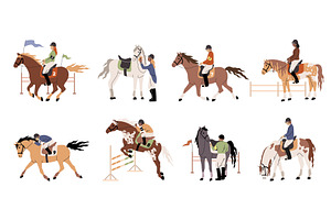 People Riding Horses. Horsemen In