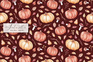 Watercolor Fall Pumpkins Pattern