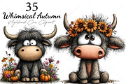 Whimsical Autumn Highland Cow PNG, a Seasonal Illustration by Canvas Craft (Thumbnail 1 of 10)